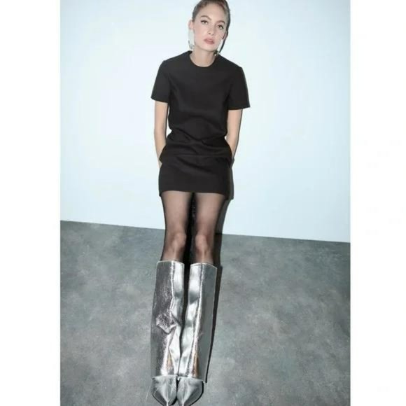 ZARA METALLIC GAITER BOOTS - Picture 2 of 10